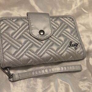 lug Quilted Metallic Silver Wristlet Clutch